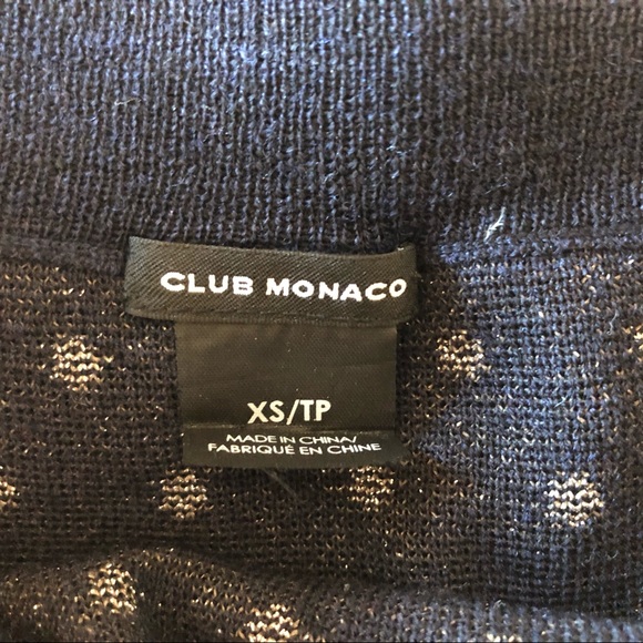 Club Monaco wool skirt - navy & silver polka dots - Picture 2 of 4
